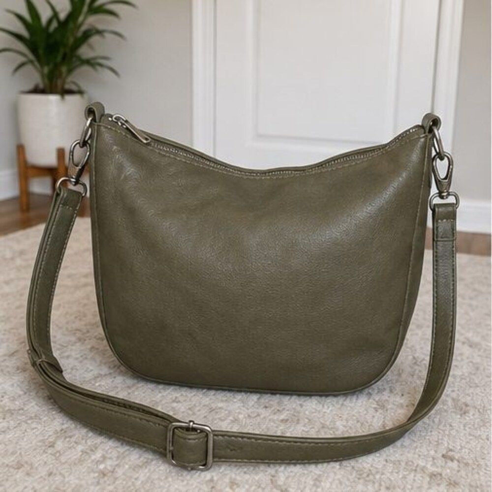 Gray Saffiano Crossbody Bag